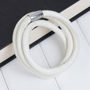 WHITE Round Leather Triple Wrap Bracelet Blanks, Magnet Clasp, 5mm Polyurethane Licorice Leather, 23-5/8" long cor0119