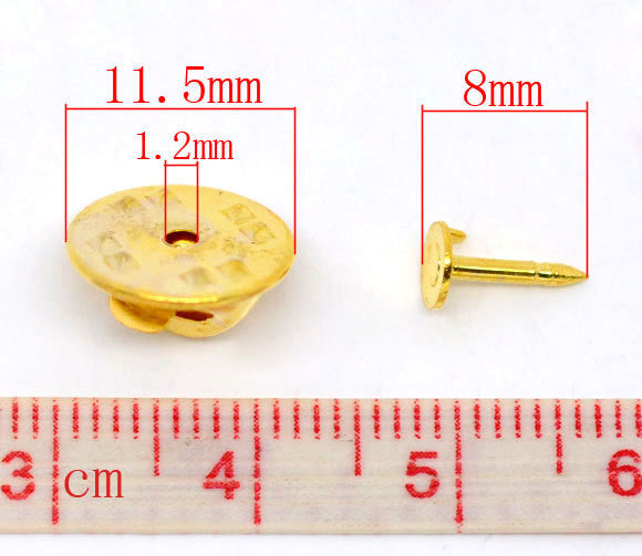 100 Bright Gold Plated Metal TIE TACK Pins, brooch pins, fits 5mm on round pad, tie tac pinbacks, clutch back pins, pin0108