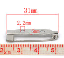 100 SILVER Metal Pin Backs, 31mm long, pin0110