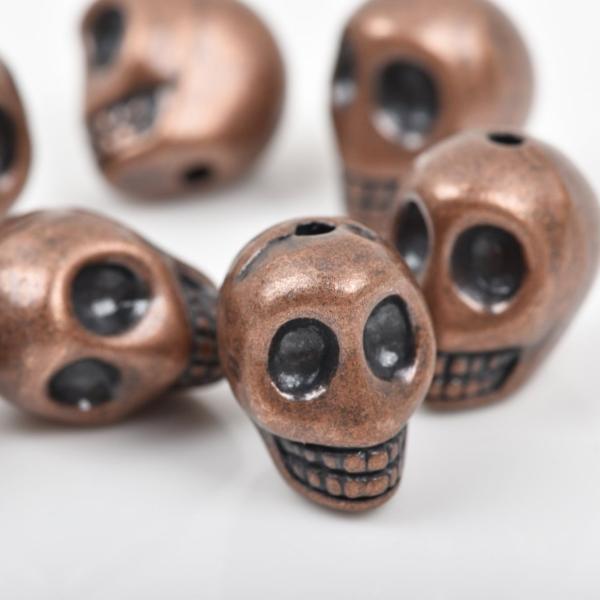 10 Copper Metal SKULL Beads, drilled top to bottom, 12mm, bme0402