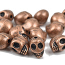 10 Copper Metal SKULL Beads, drilled top to bottom, 12mm, bme0402