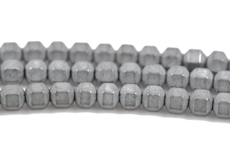 3mm Matte Silver HEMATITE HEXAGON Beads, Titanium coated gemstone beads, full strand, 150 beads, ghe0120