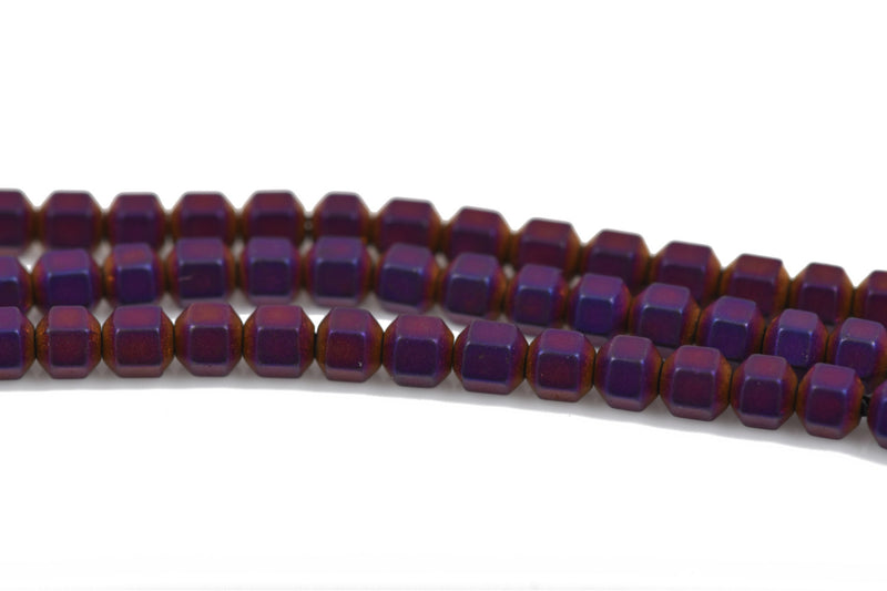 3mm Matte Purple Iris HEMATITE HEXAGON Beads, Titanium coated gemstone beads, full strand, 150 beads, ghe0121