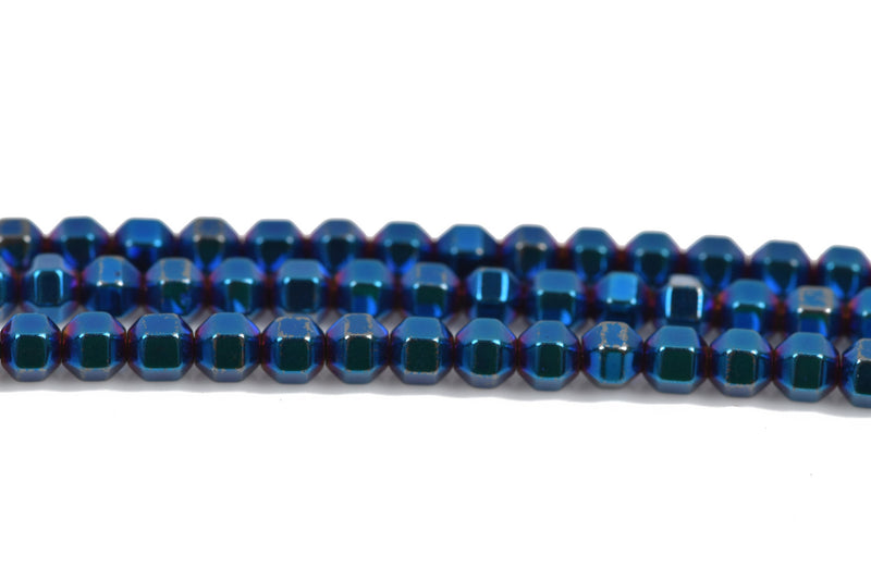 3mm Shiny Blue Iris HEMATITE HEXAGON Beads, Titanium coated gemstone beads, full strand, 150 beads, ghe0133