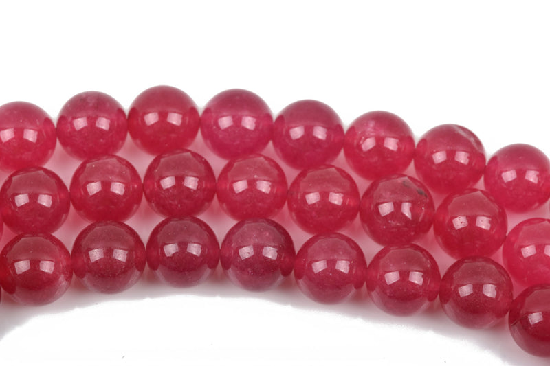 12mm RASPBERRY PINK Round Jade Gemstone Beads, full strand, about 33 beads, gjd0192