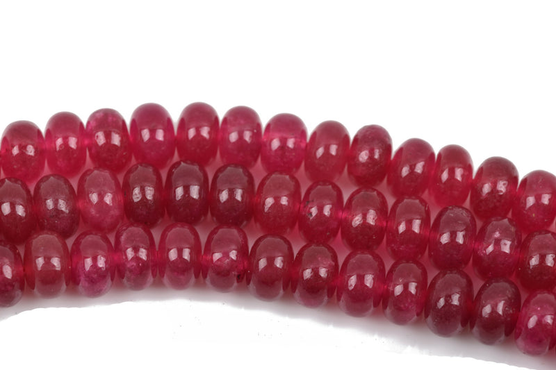 6mm RASPBERRY PINK Rondelle Jade Gemstone Beads, full strand, about 100 beads, gjd0193