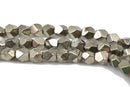 6mm PYRITE Fools Gold Faceted Round Beads, Heptagon (7 sided beads) Faceted Gemstones, full strand, about 75 beads, gpy0017