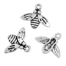 10 BEE or FLY Insect Charms, Silver Tone Charm Pendants, Queen Bee Charms, 16x13mm, chs2752
