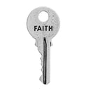 10 Small Silver FAITH KEY Charms, Antiqued Silver Metal with Faith stamped on one side, 25x11mm, chs2750