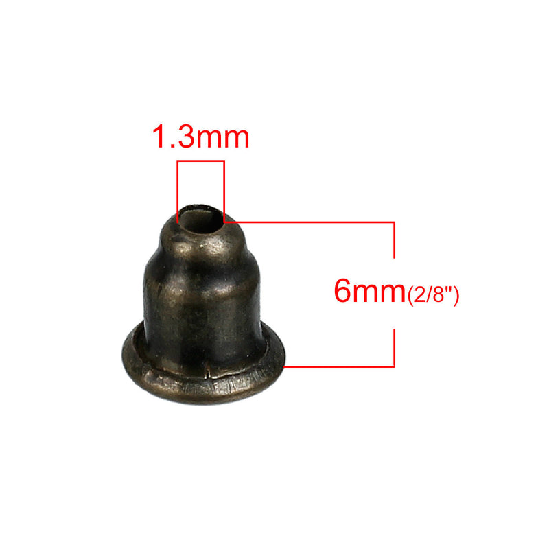 50 Bronze Ear Nuts, post earring stoppers, earring backs, 6x5mm  (25 pairs), fin0635
