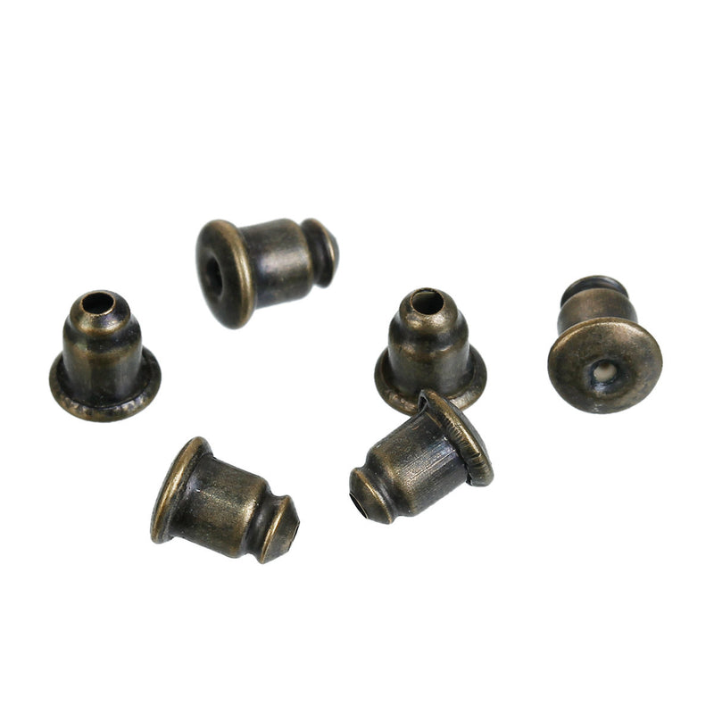 50 Bronze Ear Nuts, post earring stoppers, earring backs, 6x5mm  (25 pairs), fin0635