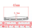 50 SILVER Metal Pin Backs, 45mm long, pin0112