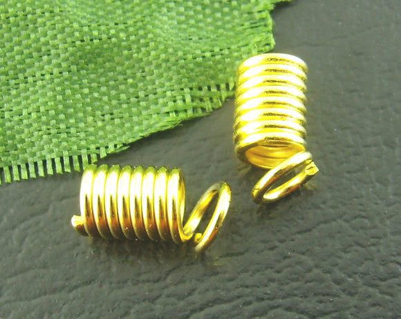 25 Gold Plated Coil End Crimp Fasteners, fits 3mm cord, 8x4mm, fin0633