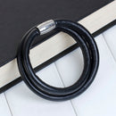 BLACK Round Leather Double Wrap Bracelet Blanks, Magnet Clasp, 5mm Polyurethane Licorice Leather, 16" long cor0130