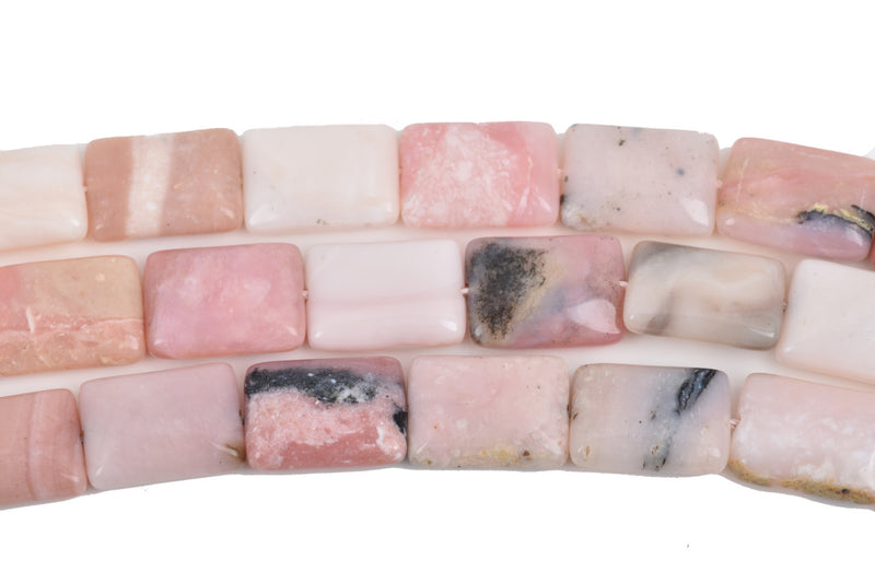 18x14mm PINK PERUVIAN OPAL Gemstone Beads Rectangle, strand, gop0016