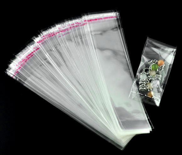 200 Resealable Self-Sealing Bags, usable space 13.5x3.5cm (5-1/2" x 1-3/8"), bulk package cello bags, cellophane jewelry bags, bag0012