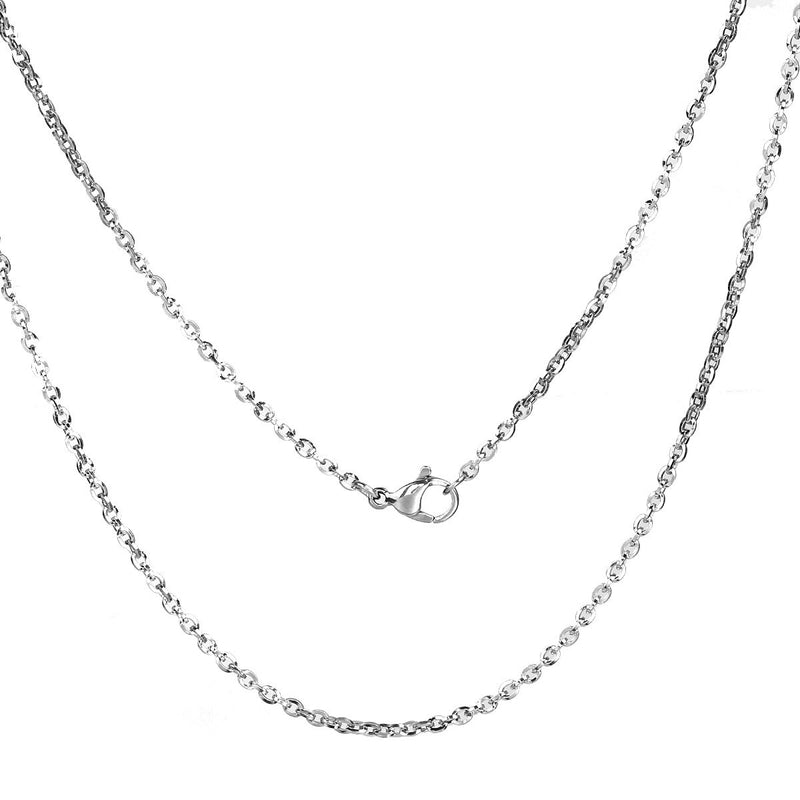 1 STAINLESS STEEL Cable Link Chain Necklace with Lobster Clasp, 20" long 3x2mm flat oval links, fch0554