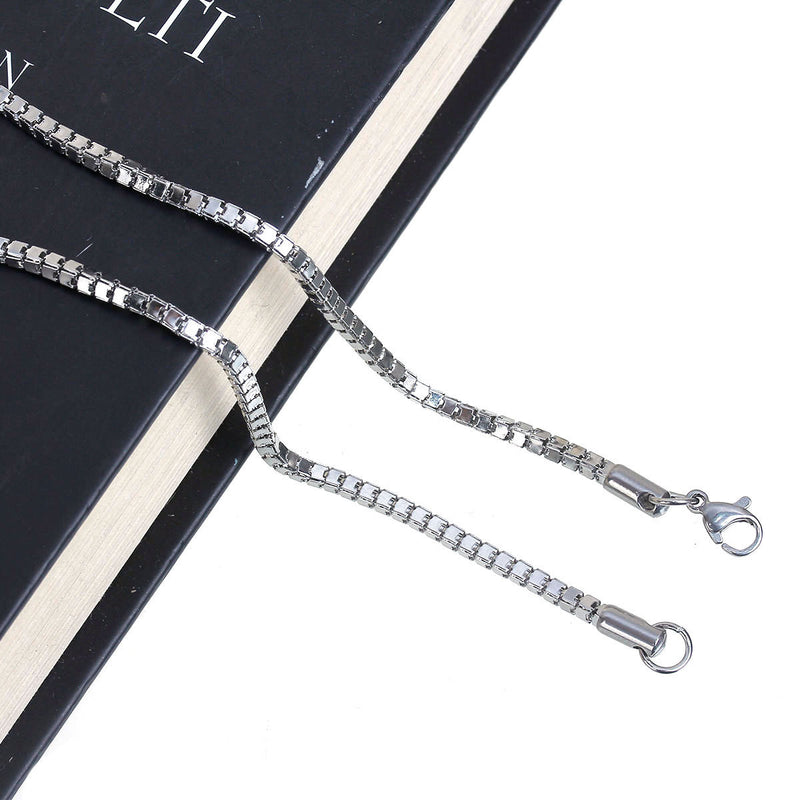 1 STAINLESS STEEL Box Chain Necklace with Lobster Clasp, 20" long 2.5mm links, fch0557