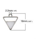 5 Silver Tone ARROWHEAD TRIANGLE Pendant Charms, white enamel, 18x16mm, chs2767