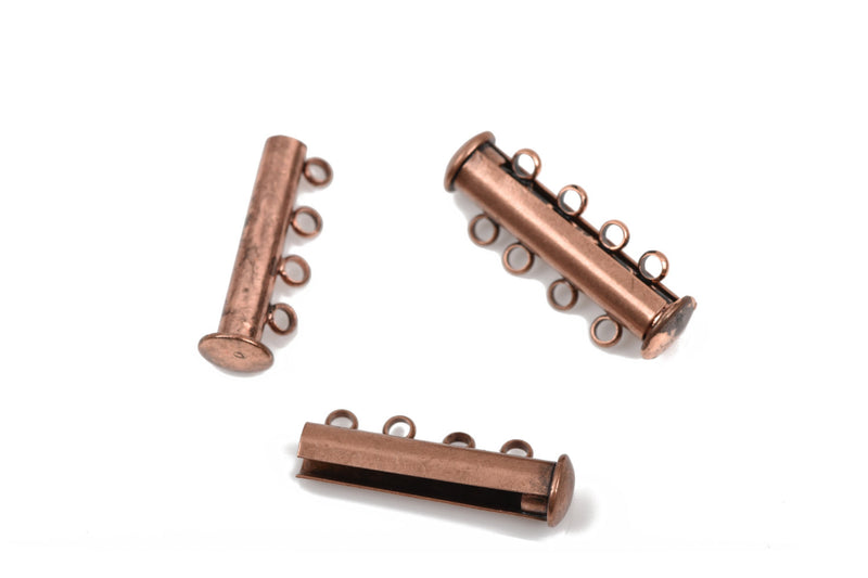 5 Magnetic 4-strand Copper Slider Connector Clasps, magnet slide clasps, 25x10mm for Multi Strand Bracelets and Necklaces, fcl0207