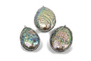 ABALONE Shell Pendant with Rhinestones, Large Pavé Pendant, Double Sided Natural Seashell, Paua Shell, 2-1/8" to 2-1/2" long cgm0057