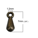 50 Bronze Tone FINIAL DROPS Metal Tag Charms for necklace/bracelet ends 7mm x 3mm, chb0496