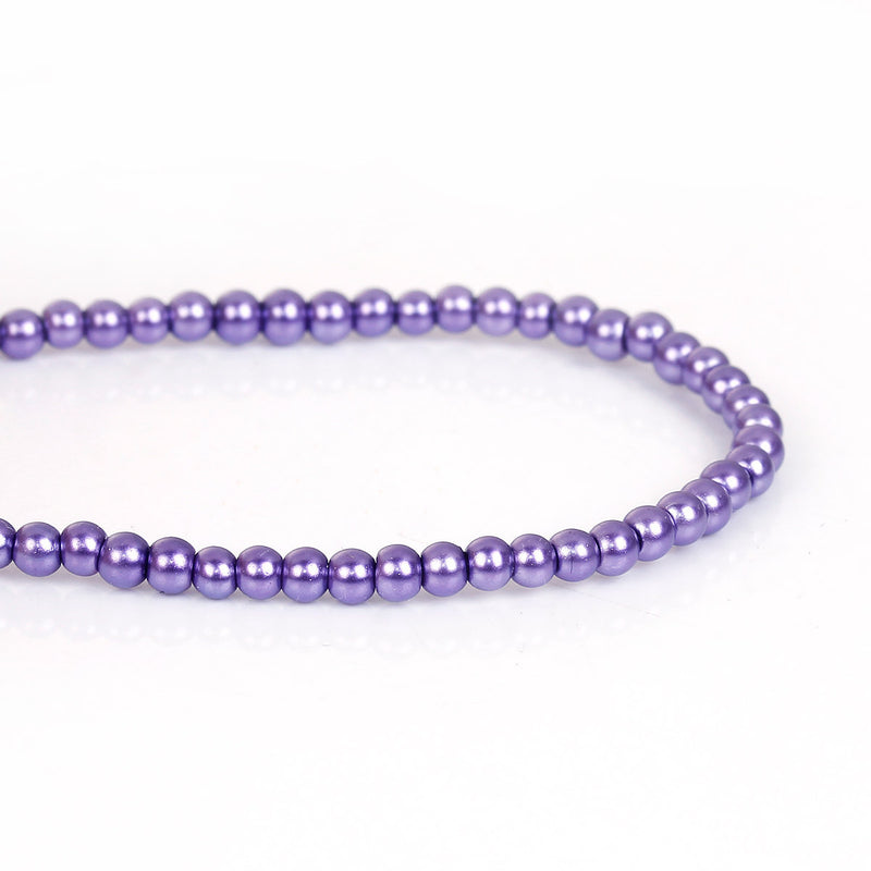 3mm PURPLE GRAPE Round Glass Pearl Beads, double strand, about 270 beads, bgl1604