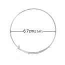 5 SILVER PLATED Bangle Charm Bracelet, adjustable size expandable, fits medium/large wrist, thick 14 gauge, 8 5/8" FIN0636