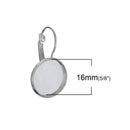 10 Silver Plated Lever Back Earring Blanks with Cabochon Bezel Tray, fits 16mm round cabochon, fin0639