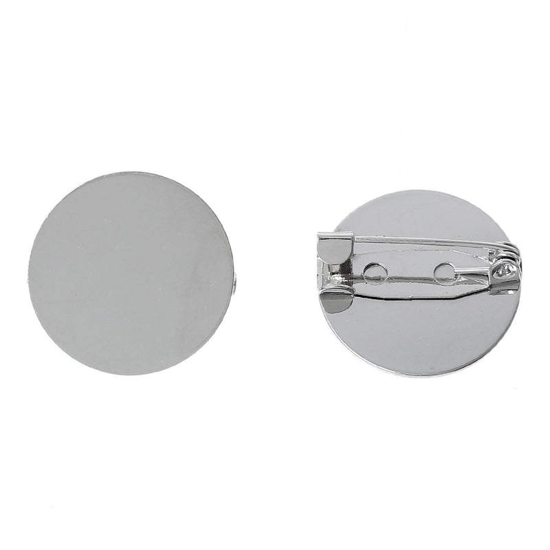 Pin Back 1-3/8 Silver Plated (10-Pcs)