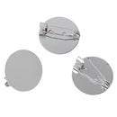 10 SILVER Round Metal Pin Backs, Brooch Lapel Pin Blanks, Flat Pad Cabochon Blanks, fits 20mm diameter (3/4 inch), pin0114