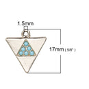 5 Gold-Plated Geometric Triangle Charm Pendants with faux turquoise rhinestones triangle, 17x16mm, chg0545