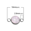 2 PALE Light PINK Crystal Rhinestone Drop Connector Link, Stainless Steel Charm, 18x10mm, chs2757