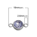 2 LIGHT PURPLE Lavender Crystal Rhinestone Drop Connector Links, Stainless Steel Charm, 18x10mm, chs2763