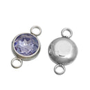 2 LIGHT PURPLE Lavender Crystal Rhinestone Drop Connector Links, Stainless Steel Charm, 18x10mm, chs2763