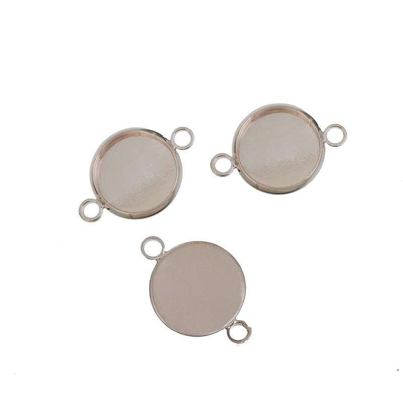 10 Rose Gold Round Circle CABOCHON SETTING Bezel Frame Charm Connector Link, Tray fits 12mm cabs, cho0159