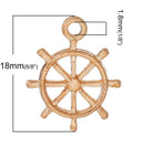 10 Rose Gold Metal SHIP WHEEL Charm Pendants, 18x15mm, cho0160a