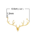 1 DEER STAG Antler Gold Plated Charm Pendant Connector, Nature Animal Charm, 10 point Buck, 1-3/4" wide chg0548