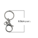 10 Large Gunmetal  Keychains with Clasp, lobster clasp, swivel key chain clasp for lanyards, purses, add your own charms, fin0647