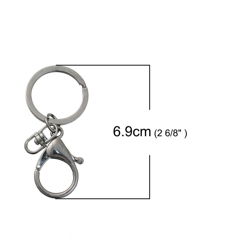 10 Large Gunmetal  Keychains with Clasp, lobster clasp, swivel key chain clasp for lanyards, purses, add your own charms, fin0647