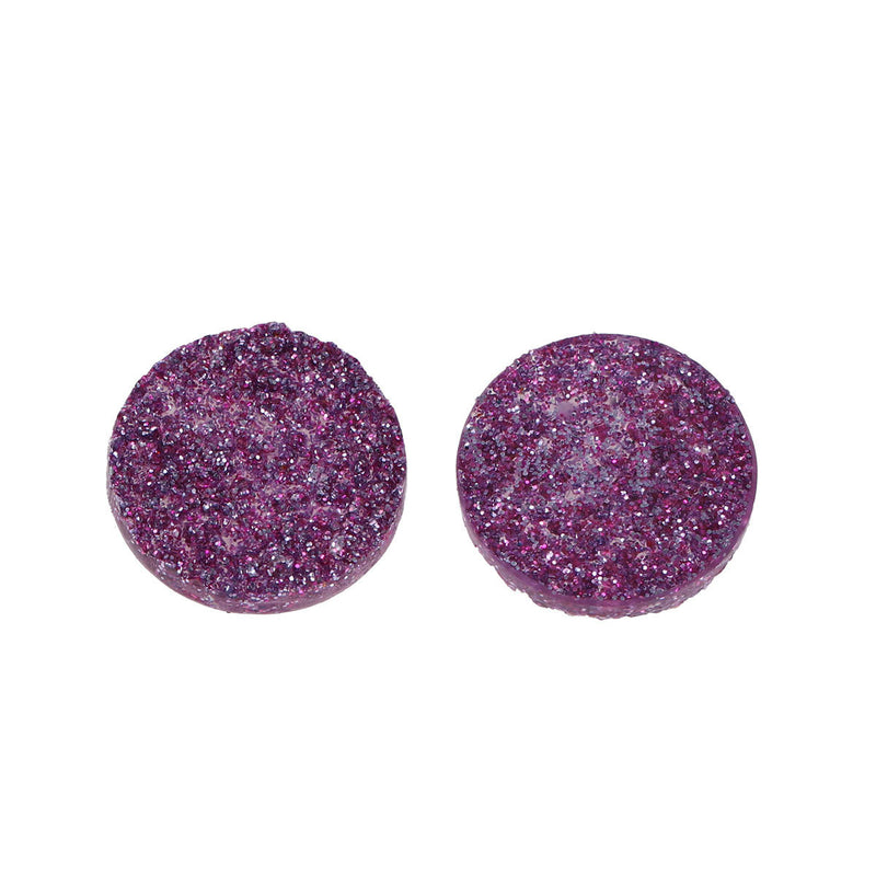 10 Round Resin Metallic HOT PINK Purple Magenta Druzy Cabochons, faux glitter druzy, 18mm, cab0526