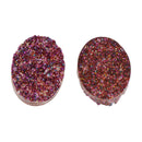 10 Round Oval Resin Metallic HOT PINK Purple Magenta Druzy Cabochons, faux glitter druzy, 18x13mm, cab0527