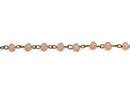13 feet (4.33 yards) FROSTED CARAMEL PEACH Crystal Rondelle Rosary Chain, bronze, 6mm faceted rondelle glass beads, fch0549b