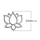 10 Large Silver LOTUS FLOWER Charm Pendants, 21x20mm, chs2668