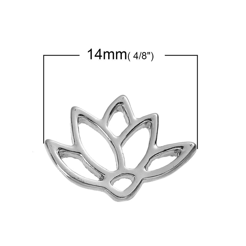 10 Small Silver LOTUS FLOWER Charm Pendants, 15x11mm, chs2669