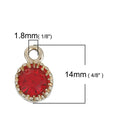 50 Rhinestone Channel Set Charm Pendant Drops, collection mixed colors as shown, gold metal, 14mm x 9mm, chg0497