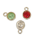 50 Rhinestone Channel Set Charm Pendant Drops, collection mixed colors as shown, gold metal, 14mm x 9mm, chg0497