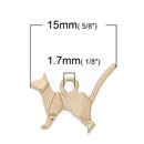 5 Gold ORIGAMI CAT Charms, Bright Silver Plated Pendants, 15x13mm, chg0498