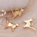 5 Gold ORIGAMI CAT Charms, Bright Silver Plated Pendants, 15x13mm, chg0498