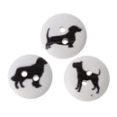 100 Wood DOG BUTTONS, Mixed black dog images on white painted wood, Buttons for Jewelry Making, Scrapbooking, Sewing, 15mm, but0261